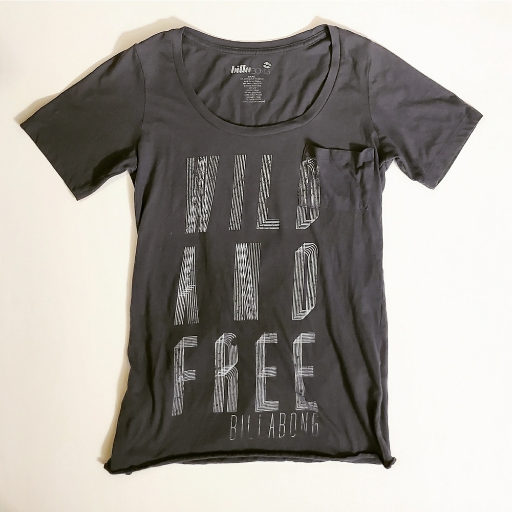 3/25Billabong Gray Wild And Free Graphic Tee Shirt - Picture 10 of 10